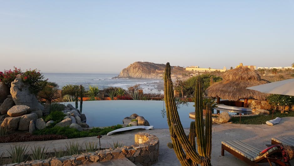 Relaxing oceanview at Cabo San Lucas featuring a luxurious infinity pool and natural landscape.
