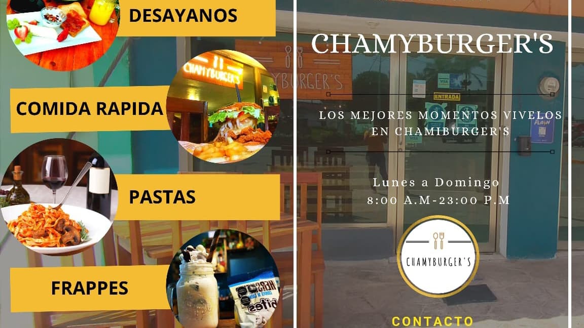 Vista del mostrador de CHAMY'S Café & Restaurant con waffles y una taza de horchata