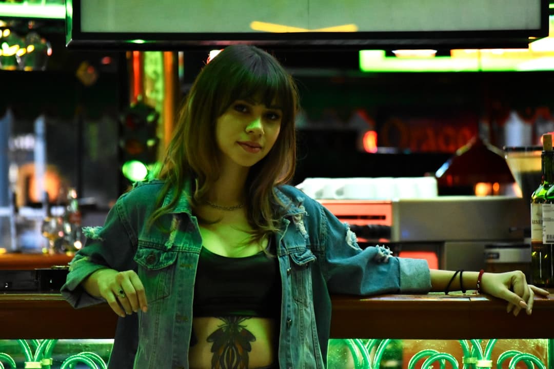 woman in blue denim jacket