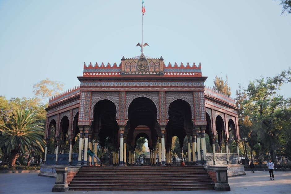 Historic monument in Mexico City showcasing Moorish architecture in the vibrant city park.