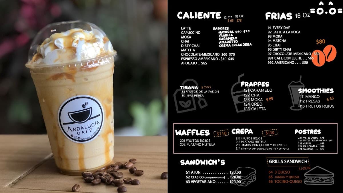 Exterior de Baristi con su letrero de neón y clientes tomando café en la acera — vista de la calle Salvador Díaz Mirón