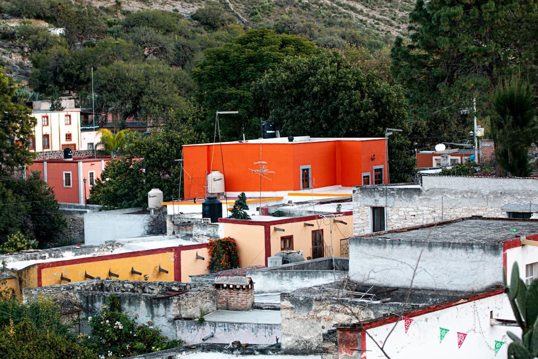 orange and gray painted building