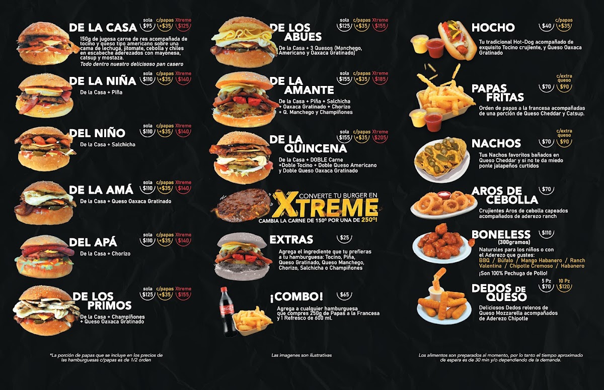 Hamburguesa clásica de Sophie Burguer con queso fundido y papas crujientes, vista desde arriba