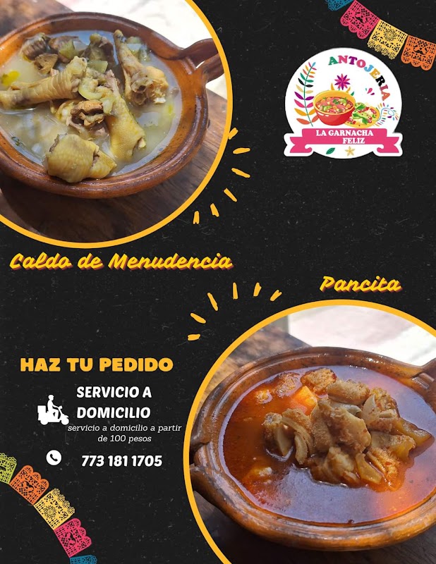 Antojería La Garnacha Feliz mostrando tacos al pastor y salsa verde en la barra