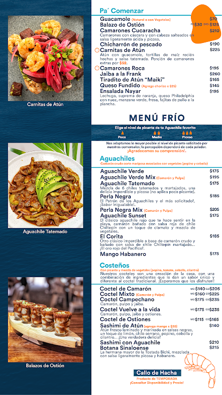 Plato de aguachile de atún en PuntoNayar, con camarones y limón, coronado con granos de coco