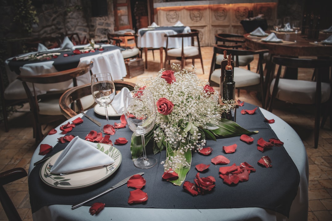 a table is set for a formal dinner
