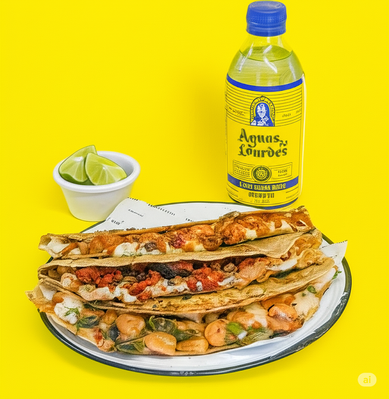 Huaraches con salsa de habanero en Los Mestizos — plato servido en mesa de madera