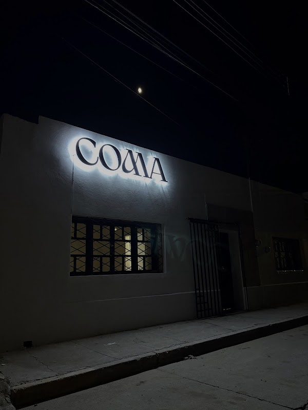 Coma Coffee House interior, barra de espresso y pastelitos recién horneados, vista del mostrador de café en Morelos 202