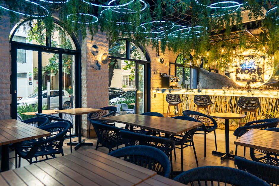 Stylish modern restaurant with lush decor and cozy lighting. Perfect for a relaxed dining experience.