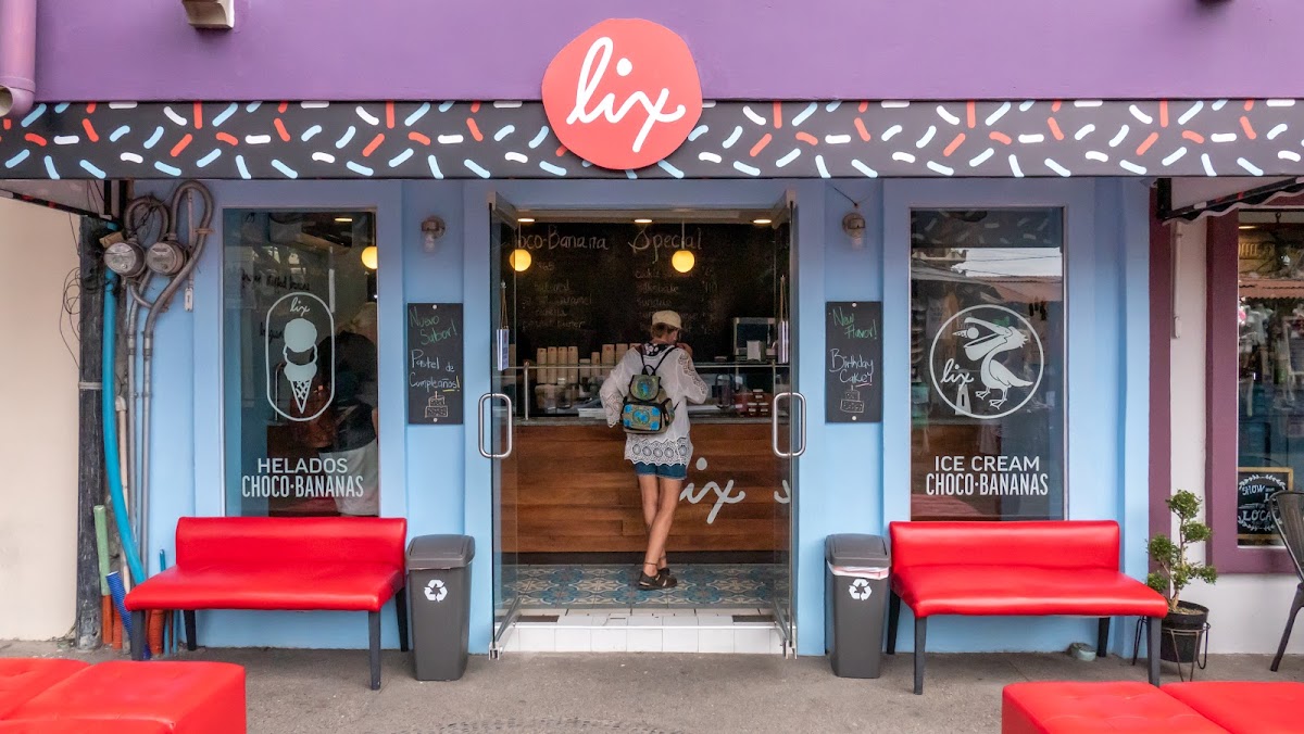 Lix Homemade Ice Cream storefront on Basilio Badillo — colorful sign, pastel colors, patrons lining up for cones