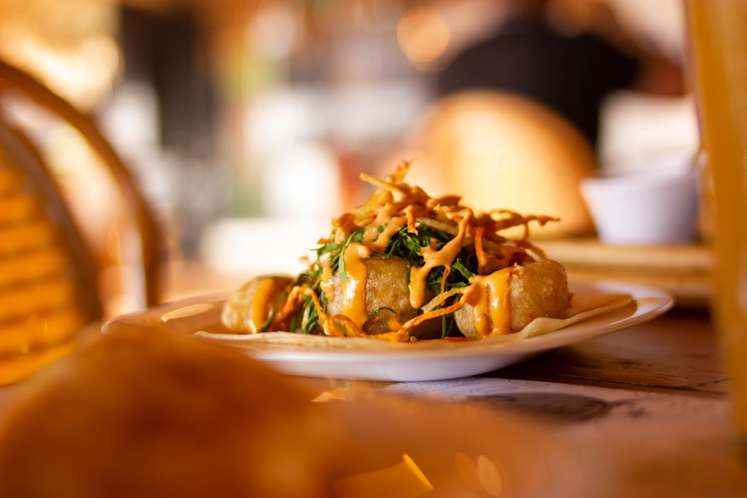 a plate of food on a table at a restaurant