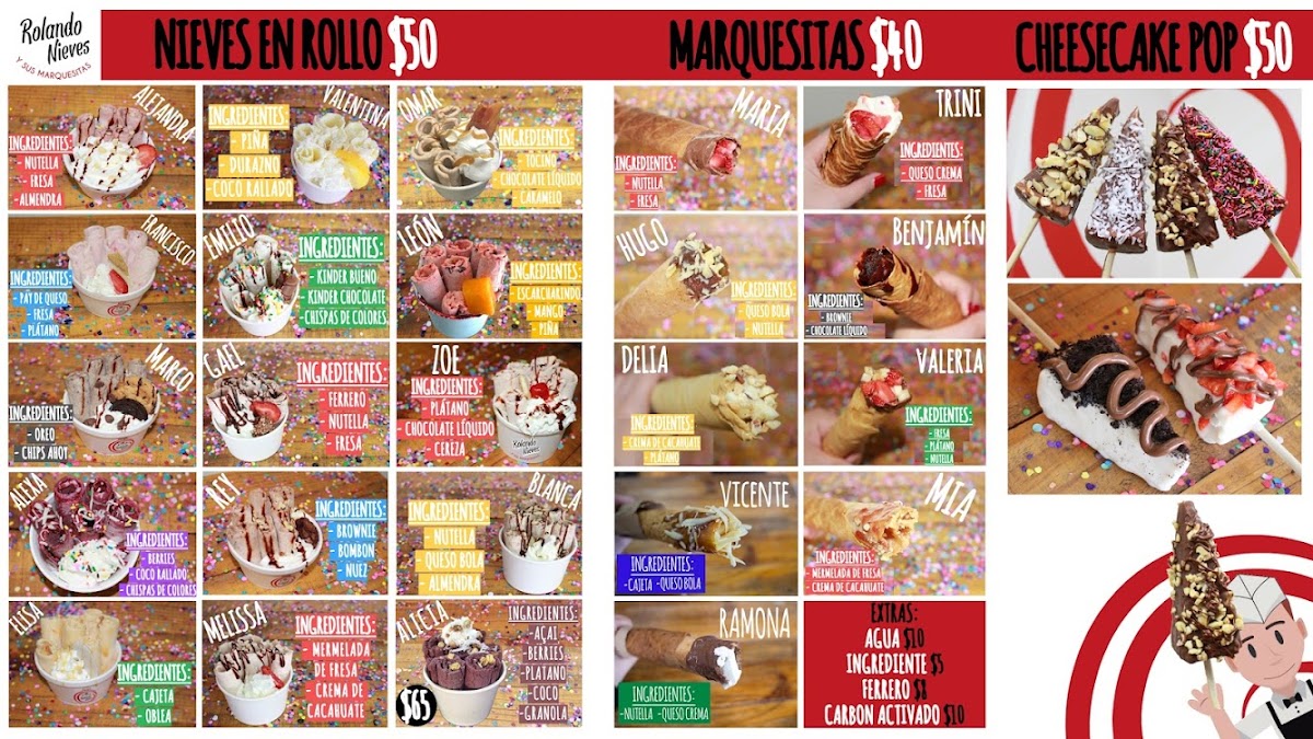 Milkshake de chocolate y crepe en Frosty Obrera - American Ice cream — interior con barra y cliente sirviendo