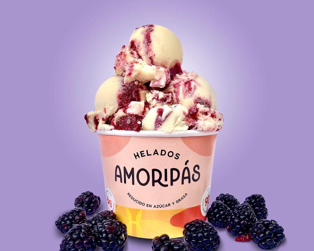 Primer plano del Popsicle de Blackberry vegano en el mostrador de Helados Amoripás Allende — detalle del helado con moras frescas