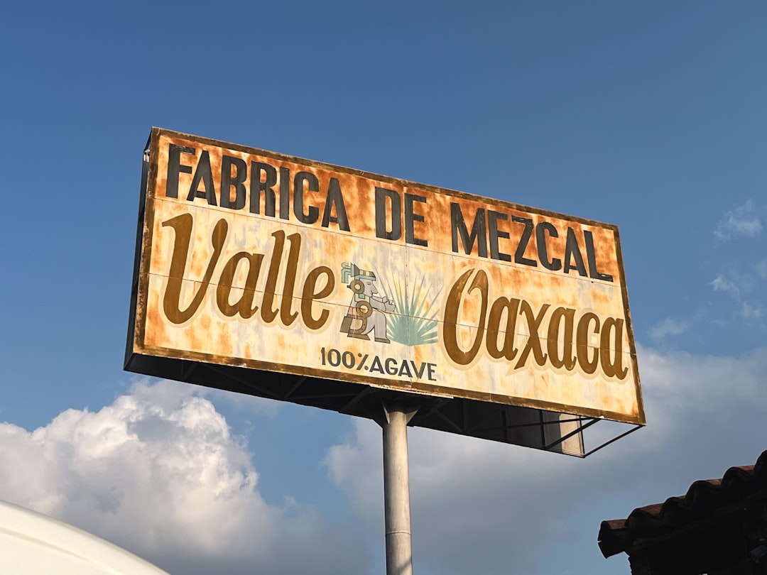 Rusty sign for mezcal factory valle oaxaca.