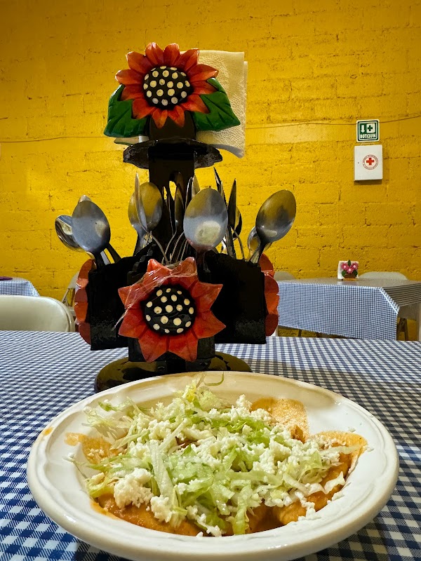 Cenaduría Lucía Zaragoza displaying golden-brown molotes on a plate with green salsa beside them
